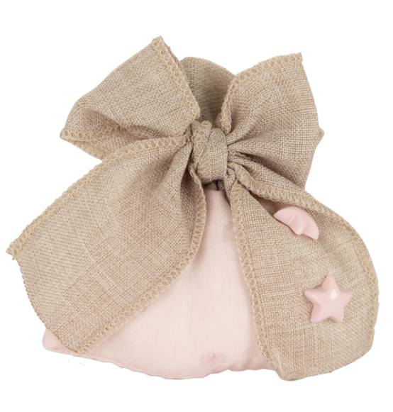 Sacchettino portaconfetti piatto rosa con fiocco e stelline nascita battesimo bimba 2025